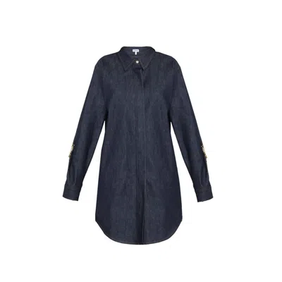 Shop Loewe Denim Chain Shirt Dress In Blue
