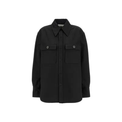 Saint Laurent Saharienne Twill Cotton Shirt In Black