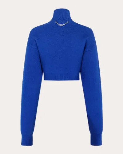 Rabanne Turtleneck Wool Sweater In Blue