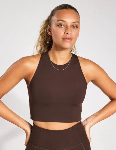 Girlfriend Collective Moon Topanga Halter Bra In Brown