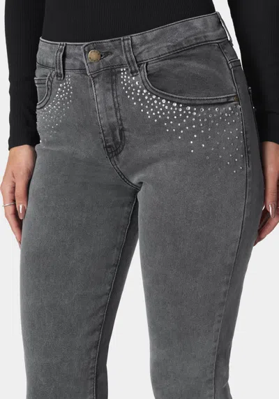 Bebe The Mom Jean With Embellishement In Grey Wash