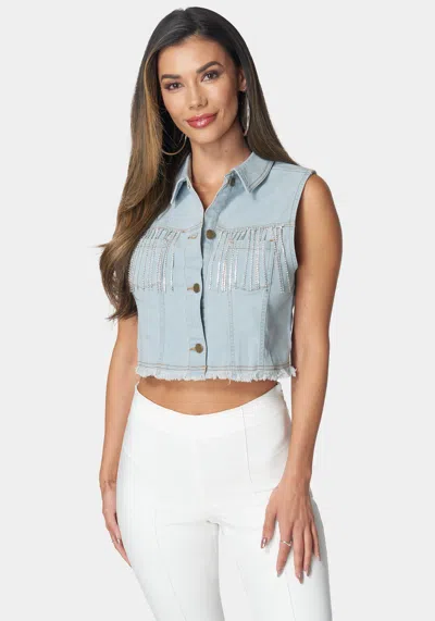 Bebe The Cropped Trucker Vest In Light Wash