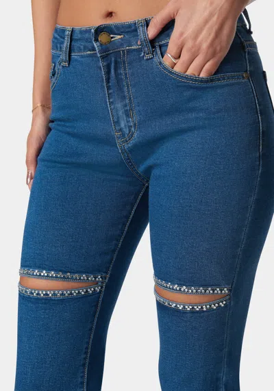 Bebe The Bling Slit Jean In Medium Blue