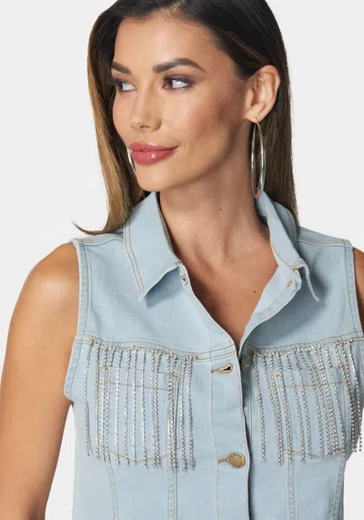 Bebe The Cropped Trucker Vest In Light Wash
