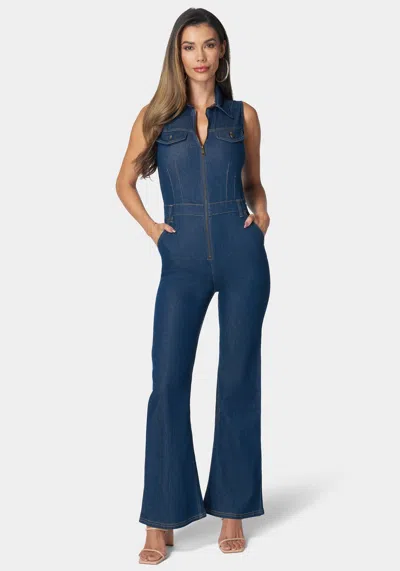Bebe The Feminine Utility Jumpsuit In Blue Indigo