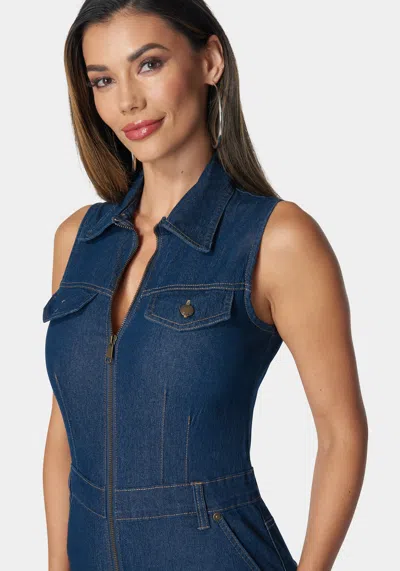 Bebe The Feminine Utility Jumpsuit In Blue Indigo