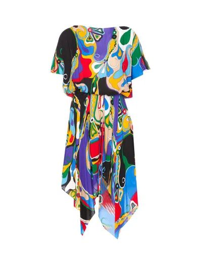 Pucci Orchidee Asymmetric Minidress In Multicolour