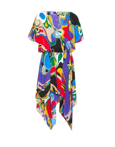 Pucci Orchidee Asymmetric Minidress In Multicolour