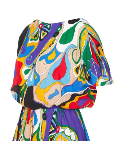 Pucci Orchidee Asymmetric Minidress In Multicolour