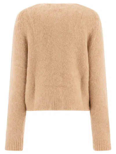 Loulou Studio "arsen" Crew Neck Cardigan In Neutral