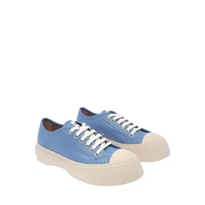 Marni Oversize Sole Leather Sneakers In Blue