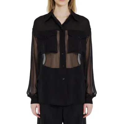 Saint Laurent Silk Chiffon Collared Shirt
