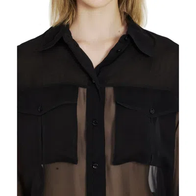 Saint Laurent Silk Chiffon Collared Shirt