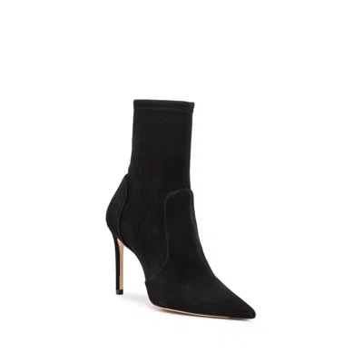 Stuart Weitzman Black Ankle Boots With Stiletto Heel And Zip Closure On The Side In Suede Woman In Black