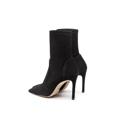 Stuart Weitzman Black Ankle Boots With Stiletto Heel And Zip Closure On The Side In Suede Woman In Black