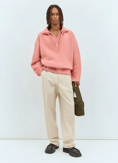 Bottega Veneta Men Natural Crisp Poplin Pants In Cream