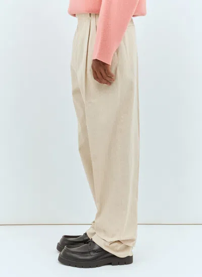 Bottega Veneta Men Natural Crisp Poplin Pants In Cream