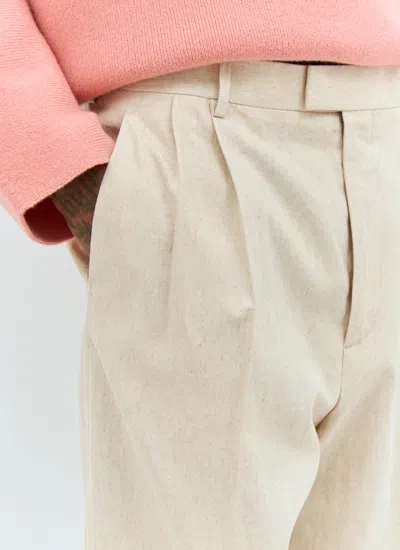 Bottega Veneta Men Natural Crisp Poplin Pants In Cream