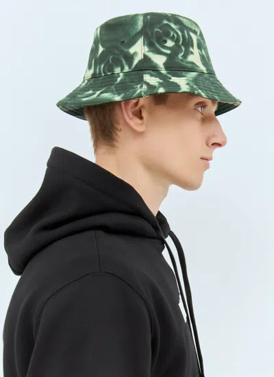 Burberry Rose Print Wax Bucket Hat In Green