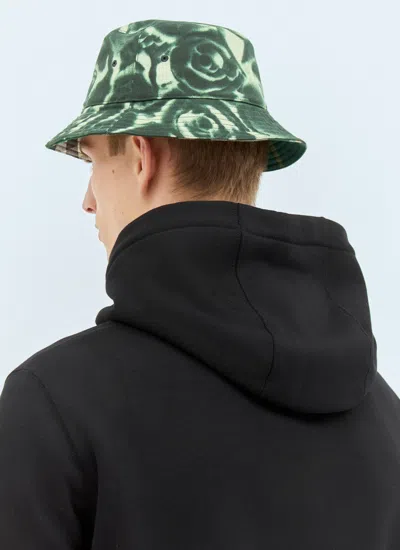 Burberry Rose Print Wax Bucket Hat In Green