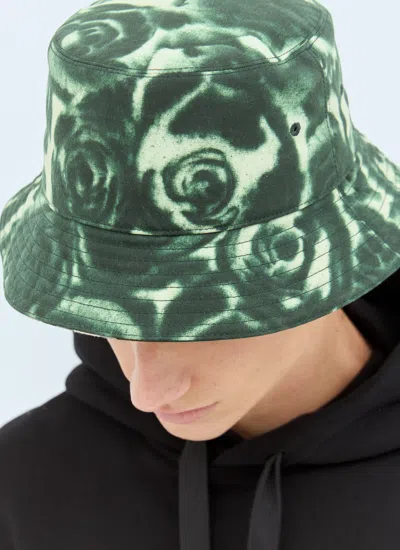 Burberry Rose Print Wax Bucket Hat In Green