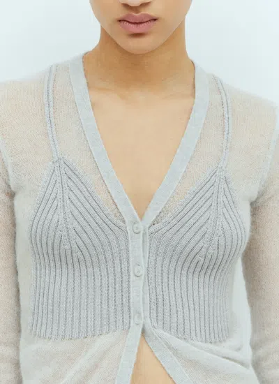 Diesel M-arina Lightweight Knit Cardigan In Gray
