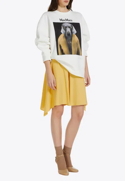 Max Mara Bacco Cotton Sweatshirt With Wegman Print In White