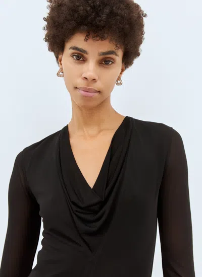 Totême Black Draped V-neck Maxi Dress In Black