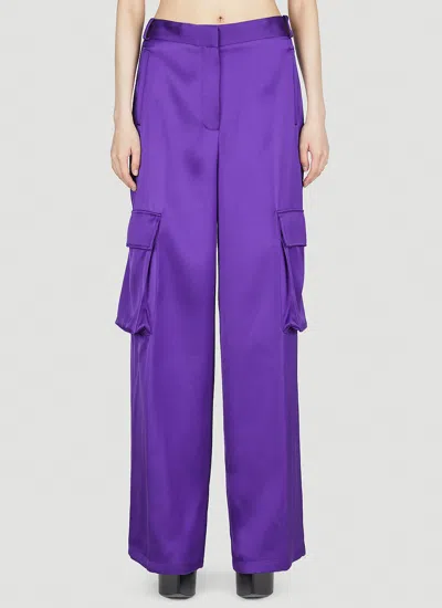 Versace Duchesse Viscose Informal Wide-leg Cargo Pant In Purple