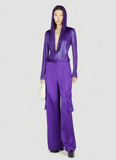 Versace Duchesse Viscose Informal Wide-leg Cargo Pant In Purple