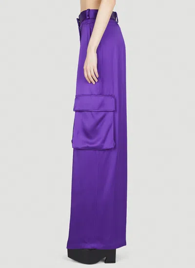 Versace Duchesse Viscose Informal Wide-leg Cargo Pant In Purple