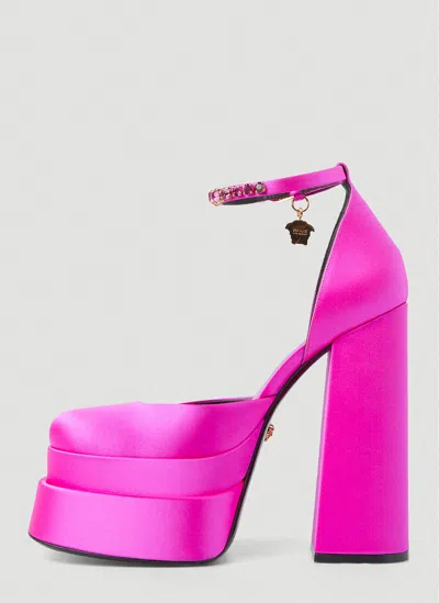 Shop Versace Women Medusa Aevitas Platform Heels In Pink