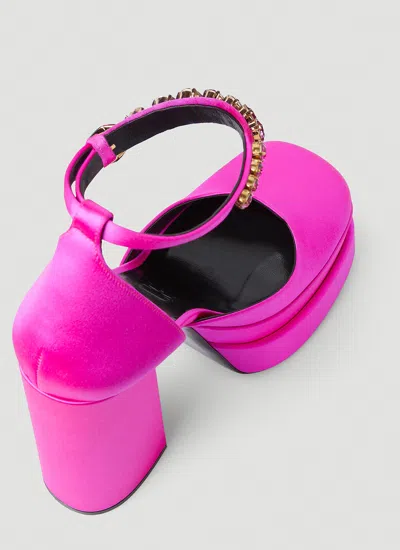 Versace Pink Medusa Aevitas Platform Heels In Pink