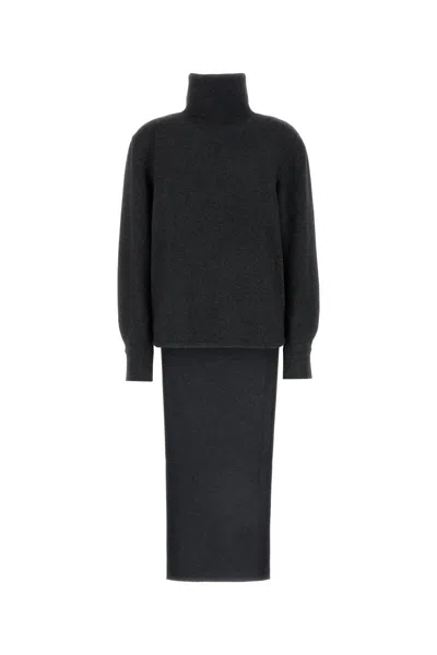 Givenchy Womens Charcoal High-neck Extended-hem Wool-blend Jumper In Grey