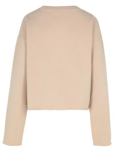 Maison Margiela Reverse Cotton Sweatshirt Nude In Beige