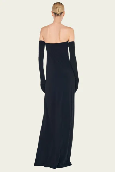 Norma Kamali Strapless Tailored Side Silt Gown In Black