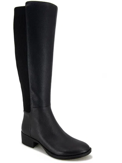 Kenneth Cole New York Levon Boot Wc Womens Leather Wide Calf Knee-high Boots In Black