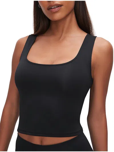 Good American Scuba Scoop Neck Crop Tank In Black
