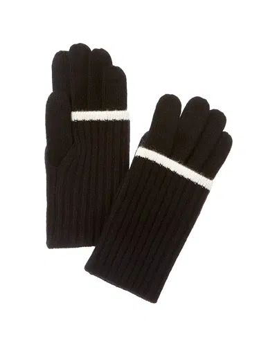 Amicale Cashmere Fold-over Tipped Cuff Cashmere Gloves In Black