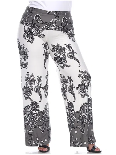 White Mark Women's Plus Size Floral Paisley Printed Palazzo Pants In Multi