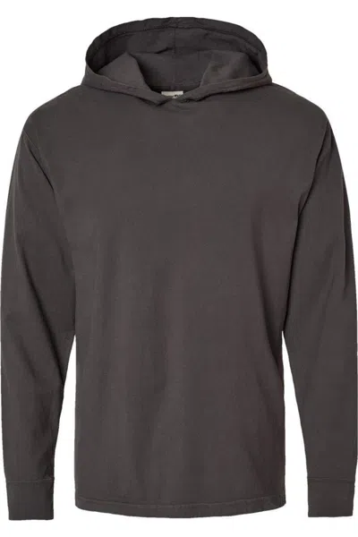 Comfortwash By Hanes Garment-dyed Jersey Hooded Long Sleeve T-shirt In Grey