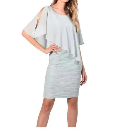 Frank Lyman Chiffon Drape Dress With Bead Detail In Baby Blue In Multi