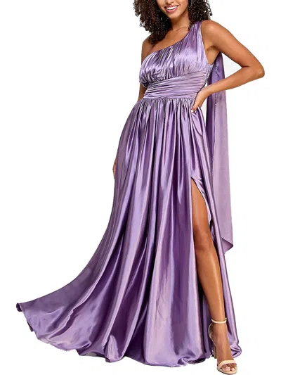 Speechless Juniors' Satin One-shoulder Pleated Gown, Created For Macy's In Multi