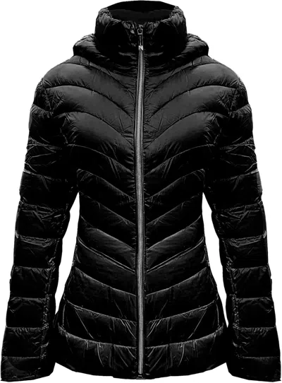 Michael Michael Kors Women's Down Chevron Packable Jacket, Black In Black