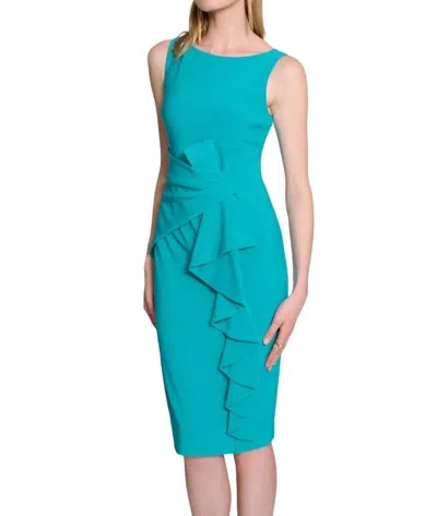 Joseph Ribkoff Ruffle Detail Dress In Turquoise In Blue