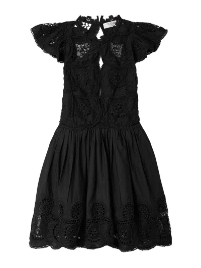 Sea Drea Flutter Sleeve Dress In Black