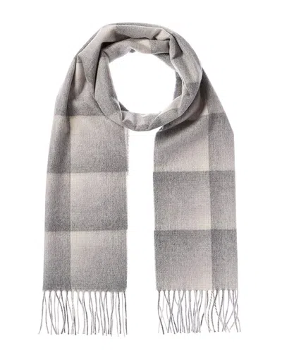 Amicale Cashmere Ombre Grid Cashmere Scarf In Grey