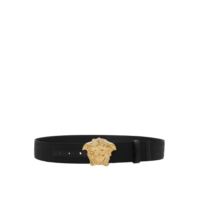 Shop Versace Medusa Belt In Black