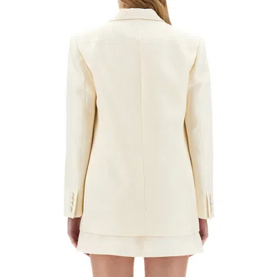 Valentino Single-breasted Blazer In Wool And Silk In White
