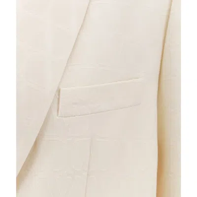 Valentino Single-breasted Blazer In Wool And Silk In White